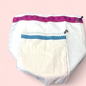 Tory Burch  2 Dustbags , new never used 1 White & Pink purse,‎ 1 white blue shoe